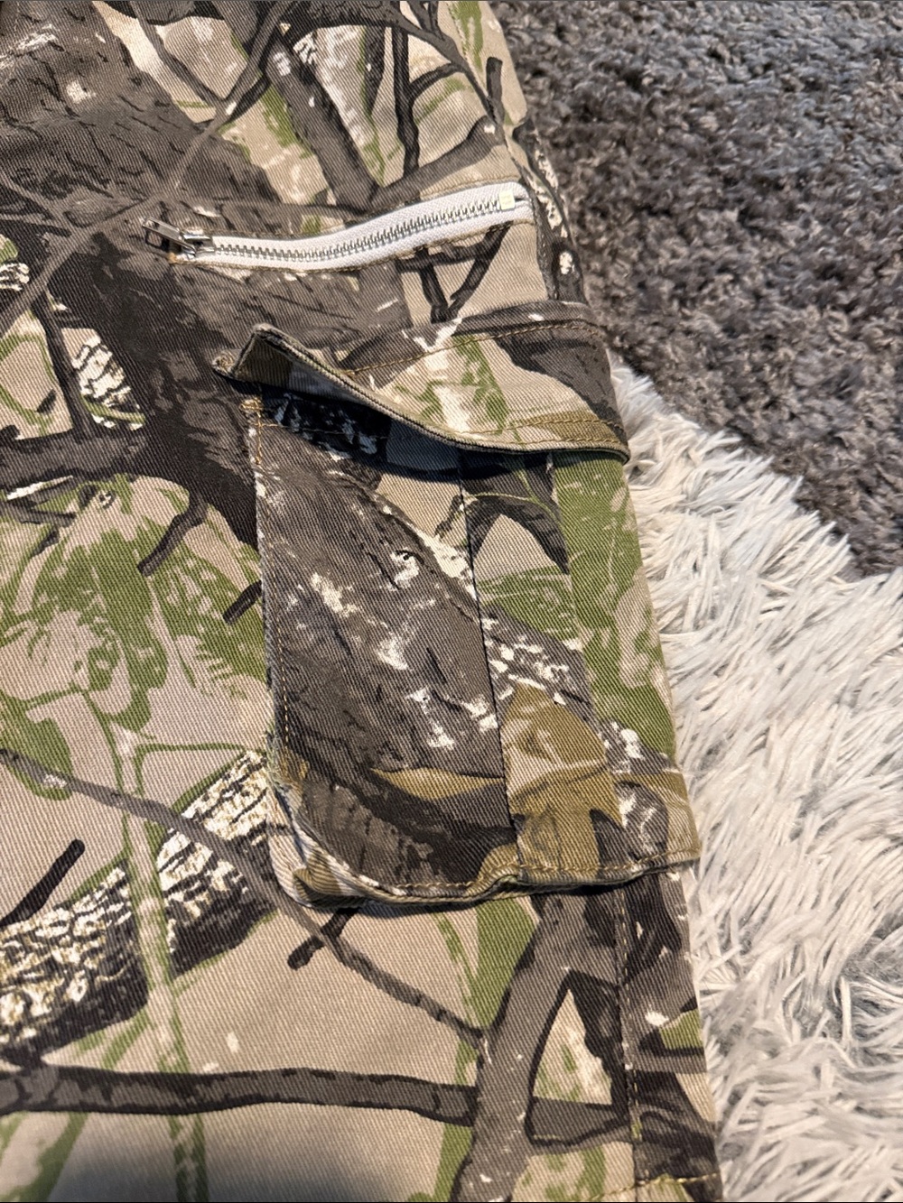 Kids Camo Cargo Pants in Green and Tan - Durable Outdoor Bottoms - Picture 6 of 14
